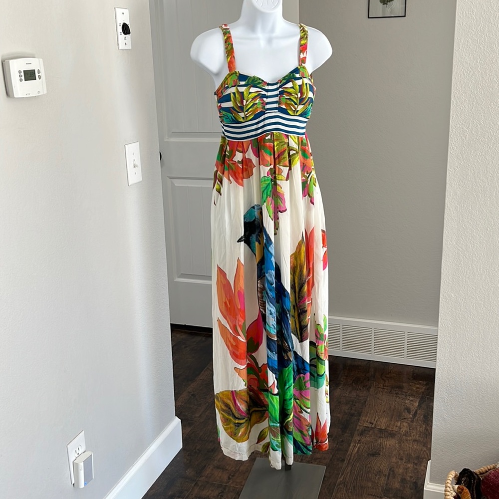 Agua Bendita maxi bird dress (medium) fits like small RARE (AS IS)